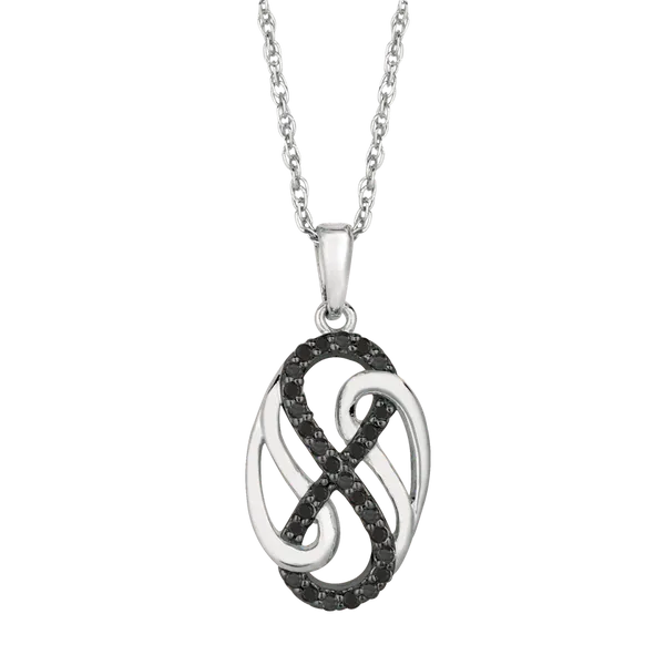 Sterling Silver Black Diamond Infinity Necklace Arezzo Jewelers Elmwood Park, IL