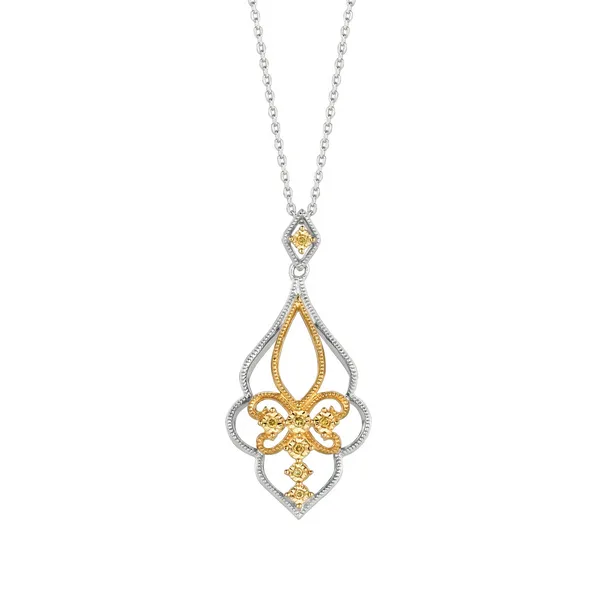 Silver & Yellow Gold Pendant with Natural Fancy Intense Yellow Diamonds Arezzo Jewelers Elmwood Park, IL
