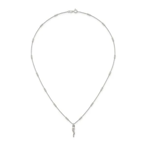 Beaded Italian Horn Necklace in Sterling Silver Image 4 Arezzo Jewelers Elmwood Park, IL