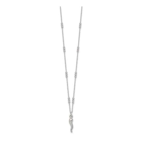 Beaded Italian Horn Necklace in Sterling Silver Image 2 Arezzo Jewelers Elmwood Park, IL