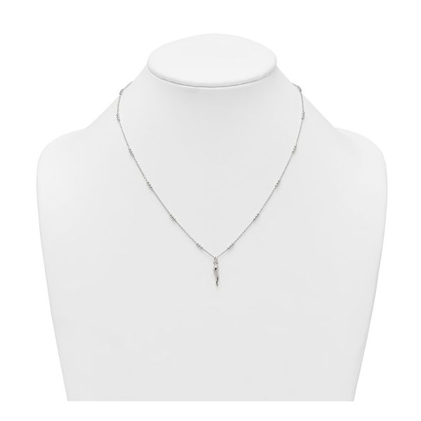Beaded Italian Horn Necklace in Sterling Silver Image 3 Arezzo Jewelers Elmwood Park, IL