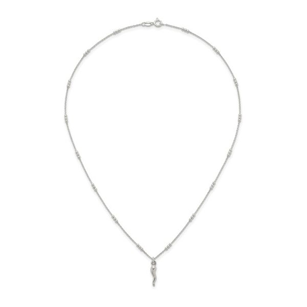 Beaded Italian Horn Necklace in Sterling Silver Image 4 Arezzo Jewelers Elmwood Park, IL