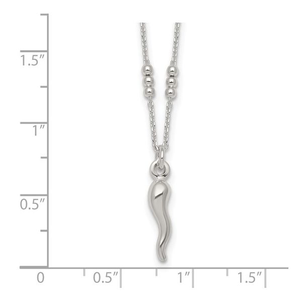 Beaded Italian Horn Necklace in Sterling Silver Image 5 Arezzo Jewelers Elmwood Park, IL