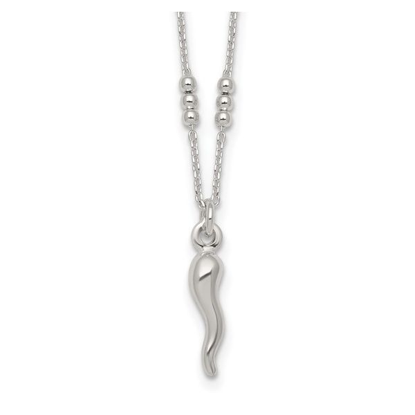 Beaded Italian Horn Necklace in Sterling Silver Arezzo Jewelers Elmwood Park, IL