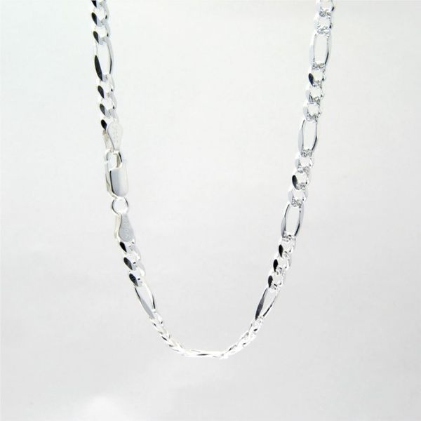 Silver Figaro Diamond-Cut Chain, 24