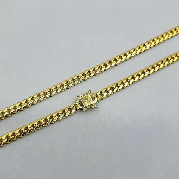 Gold Plated Silver 6.2mm Miami Cuban Chain Image 2 Arezzo Jewelers Elmwood Park, IL