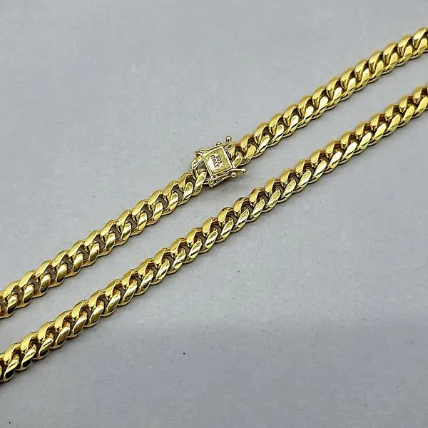 Sterling Silver Gold Plated 8.2mm Miami Cuban Chain Image 2 Arezzo Jewelers Elmwood Park, IL