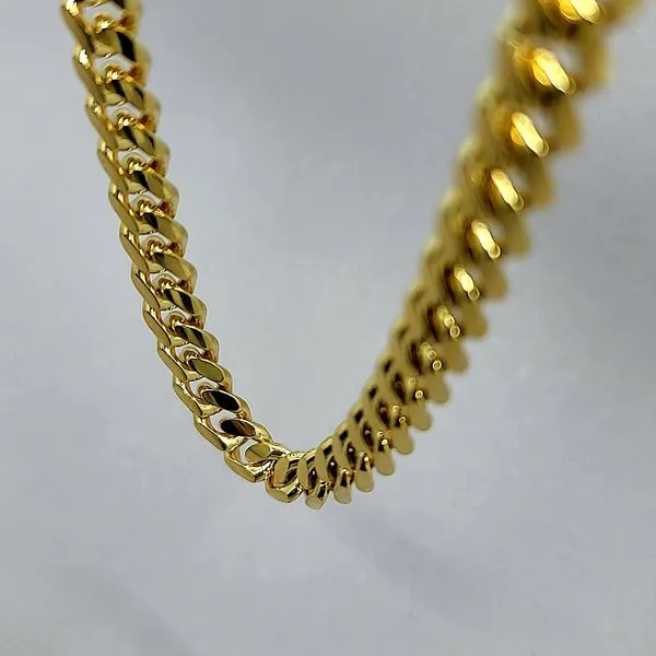 Sterling Silver Gold Plated 8.2mm Miami Cuban Chain Image 3 Arezzo Jewelers Elmwood Park, IL