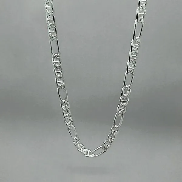 Silver Reversible Finsih 8mm Figarucci Link Chain Image 2 Arezzo Jewelers Elmwood Park, IL