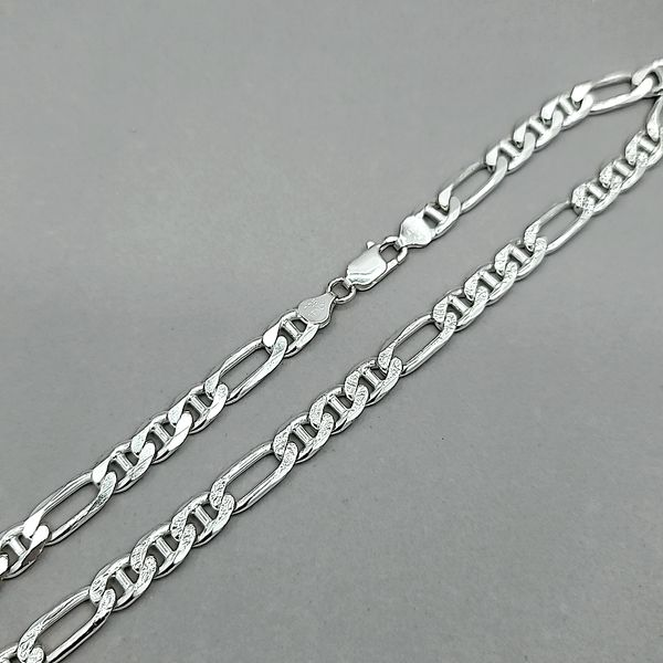 Silver Reversible Finsih 8mm Figarucci Link Chain Image 3 Arezzo Jewelers Elmwood Park, IL