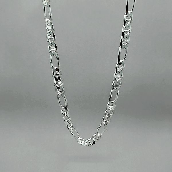 Silver Reversible Finsih 8mm Figarucci Link Chain Arezzo Jewelers Elmwood Park, IL