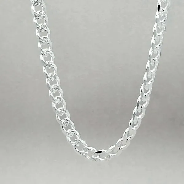Silver Polished & Diamond Cut Cuban Chain Image 2 Arezzo Jewelers Elmwood Park, IL
