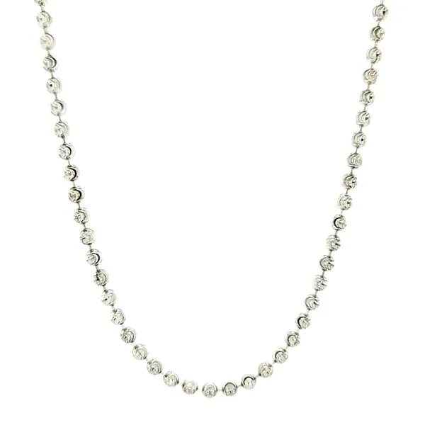925 Silver White Diamond Cut Bead Silver Chain Image 2 Arezzo Jewelers Elmwood Park, IL