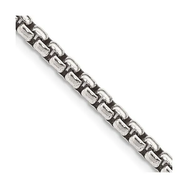 .925 Silver Antiqued 3.6mm Round Box Chain Image 3 Arezzo Jewelers Elmwood Park, IL