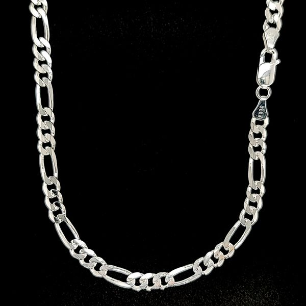 Men's Sterling Silver 5.8mm Figaro Link Bracelet Arezzo Jewelers Elmwood Park, IL