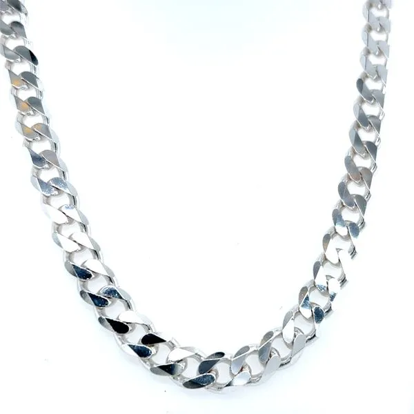 7mm Silver Polished & Diamond Cut Cuban Chain Image 3 Arezzo Jewelers Elmwood Park, IL