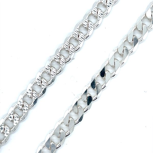 7mm Silver Polished & Diamond Cut Cuban Chain Image 5 Arezzo Jewelers Elmwood Park, IL