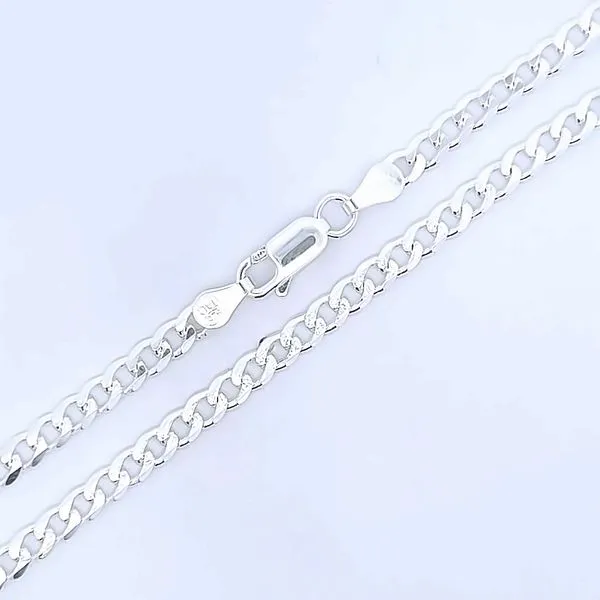 Silver Polished & Diamond Cut 3.7mm Cuban Chain Image 2 Arezzo Jewelers Elmwood Park, IL