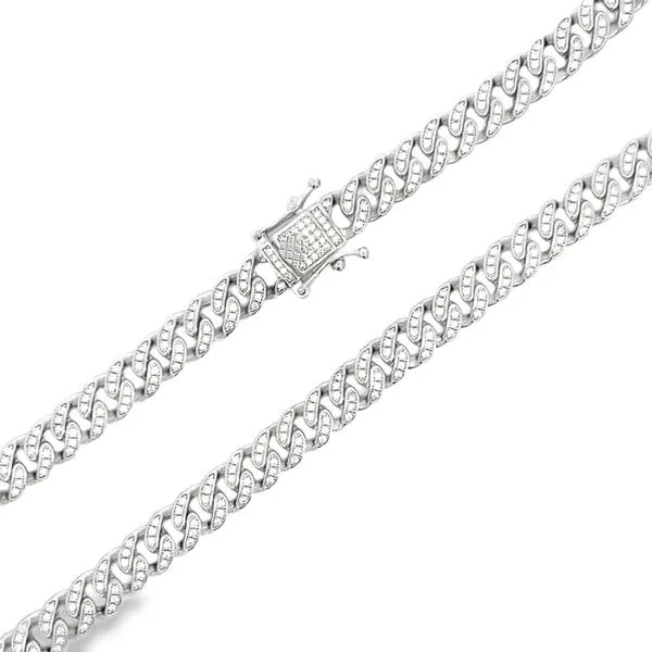 5.00ct Iced Moissanite Silver Miami Cuban Link Chain Image 2 Arezzo Jewelers Elmwood Park, IL