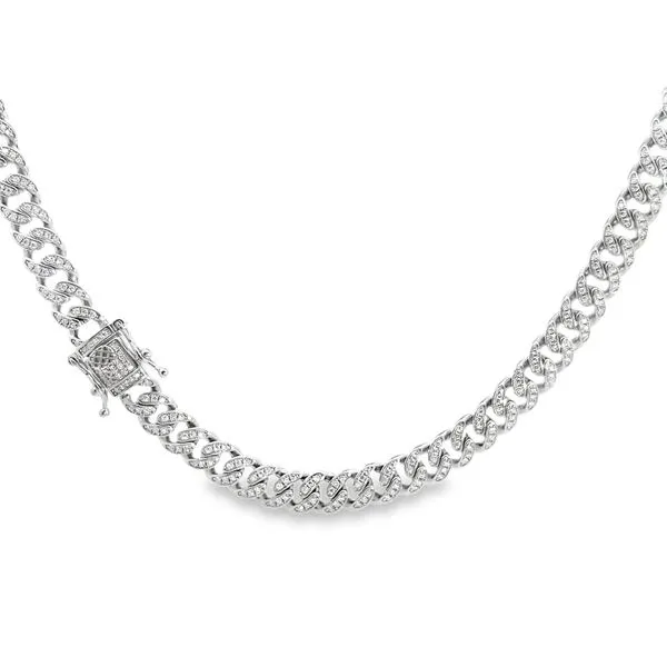 5.00ct Iced Moissanite Silver Miami Cuban Link Chain Image 3 Arezzo Jewelers Elmwood Park, IL