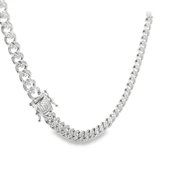 5.00ct Iced Moissanite Silver Miami Cuban Link Chain Image 4 Arezzo Jewelers Elmwood Park, IL