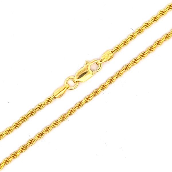 Sterling Silver Yellow Gold Plated Diamond Cut Rope Pendant Chain Arezzo Jewelers Elmwood Park, IL