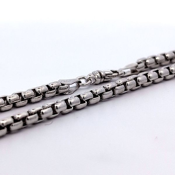 Italian Handmade Sterling Silver 4.15mm Rounded Box Link Chain - 24