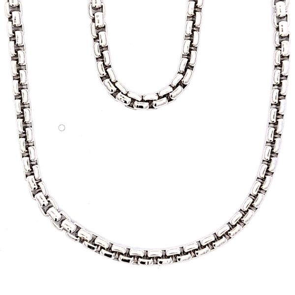 Italian Handmade Sterling Silver 4.15mm Rounded Box Link Chain - 24