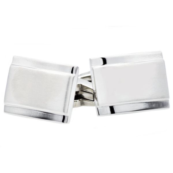 Black Plated Stainless Steel Cuff Links with CZ's Arezzo Jewelers Elmwood Park, IL