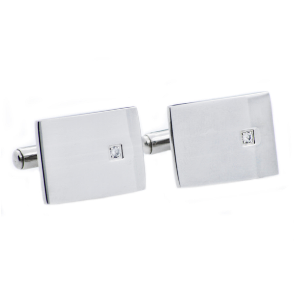 Mens Stainless Steel Cuff Links With Cubic Zirconia Arezzo Jewelers Elmwood Park, IL
