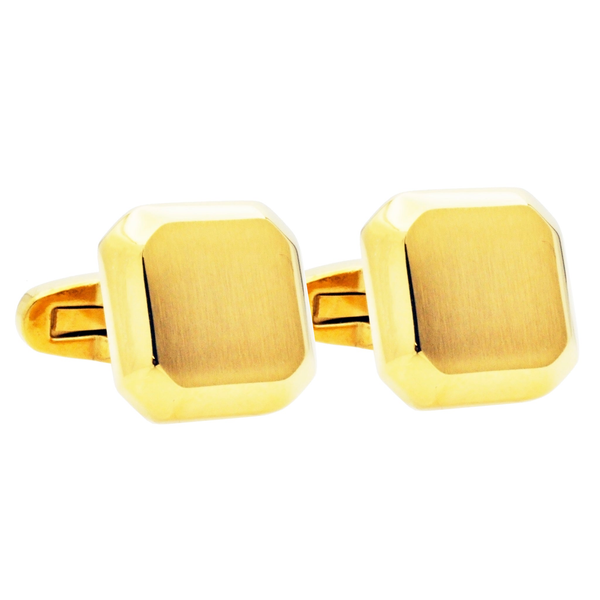 Mens Gold Plated Brushed Stainless Steel Square Cuff Links Arezzo Jewelers Elmwood Park, IL
