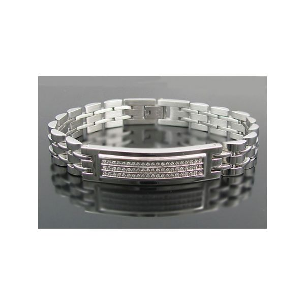 Mens stainless steel bracelet with cz Image 2 Arezzo Jewelers Elmwood Park, IL