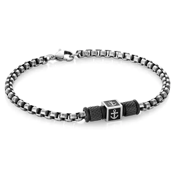 Antique Stainless Steel Black Anchor Bracelet Arezzo Jewelers Elmwood Park, IL