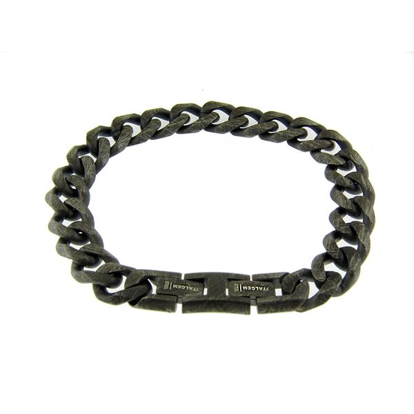 Steel Distressed Black Medium Curb-Link Bracelet Image 2 Arezzo Jewelers Elmwood Park, IL