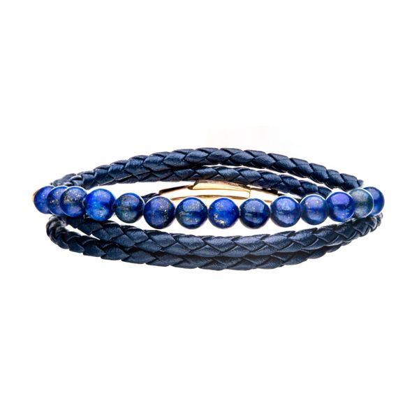 Double Wrap Blue Leather with Lapis Beads Bracelet Arezzo Jewelers Elmwood Park, IL