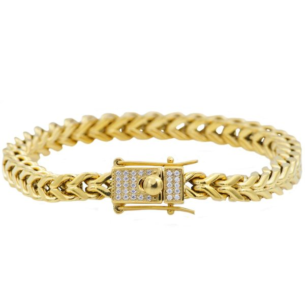 Gold Plated Stainless Steel Franco Link Bracelet Arezzo Jewelers Elmwood Park, IL
