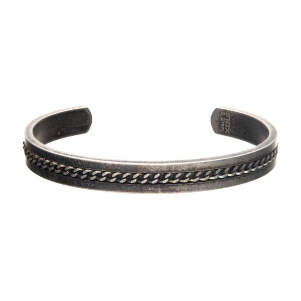 Stainless Steel with Antiqued Finish Cuff Bangle Bracelet Arezzo Jewelers Elmwood Park, IL