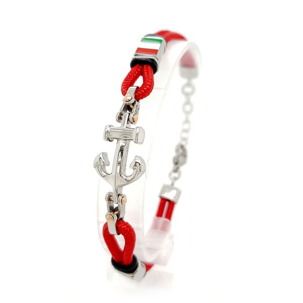 Steel Anchor Bracelet with Red Cord Arezzo Jewelers Elmwood Park, IL