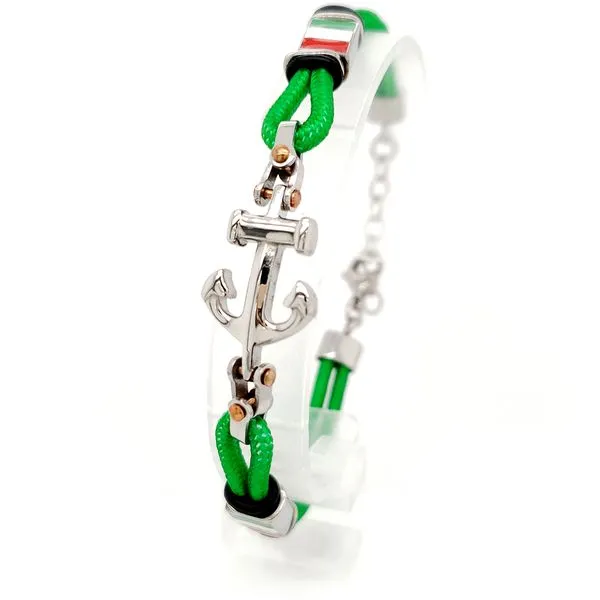 Steel Anchor Bracelet with Green Cord Arezzo Jewelers Elmwood Park, IL