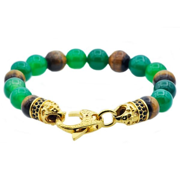 Genuine Green Agate And Tiger Eye Beaded Bracelet Arezzo Jewelers Elmwood Park, IL
