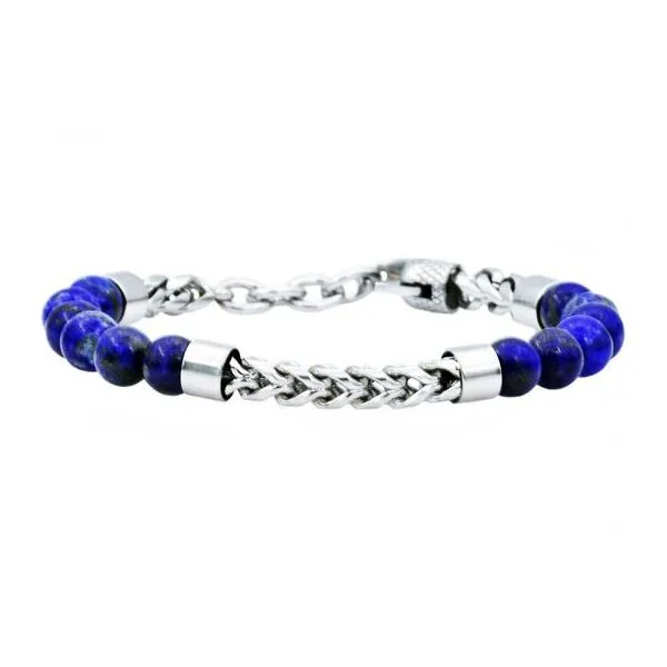 Lapis Lazuli Stainless Steel Beaded Bracelet Arezzo Jewelers Elmwood Park, IL