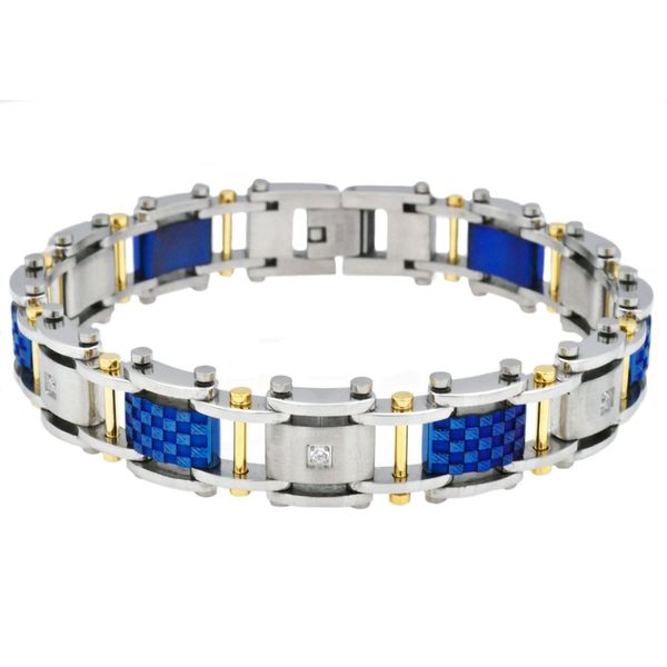 Blue And Gold Plated Stainless Steel Bracelet Arezzo Jewelers Elmwood Park, IL