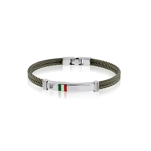 Steel Twist Cable Bracelet with Italian Flag Arezzo Jewelers Elmwood Park, IL