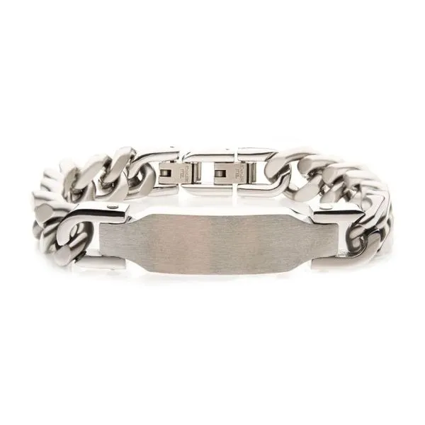 Matte Stainless Steel Engravable ID Chain Bracelet Arezzo Jewelers Elmwood Park, IL