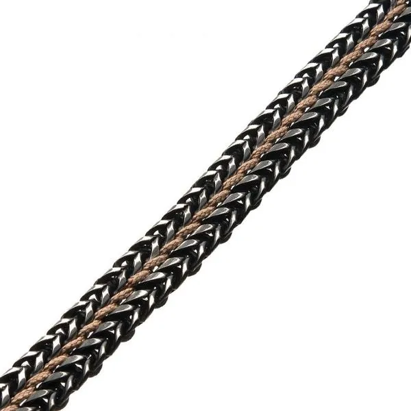 Allegiance Stainless Steel Bracelets with Brown Wax Cord binding 2 Antique Brushed Foxtail Links Image 2 Arezzo Jewelers Elmwood Park, IL