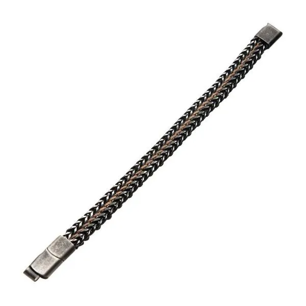 Allegiance Stainless Steel Bracelets with Brown Wax Cord binding 2 Antique Brushed Foxtail Links Image 3 Arezzo Jewelers Elmwood Park, IL