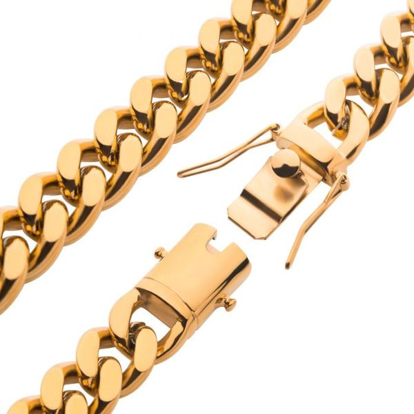 18K Gold Plated Miami Cuban Chain Bracelet Image 3 Arezzo Jewelers Elmwood Park, IL