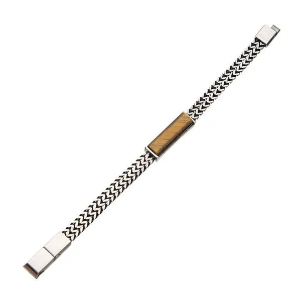 Stainless Steel Double Franco Chain with Tiger Eye Stone Bracelet Image 3 Arezzo Jewelers Elmwood Park, IL