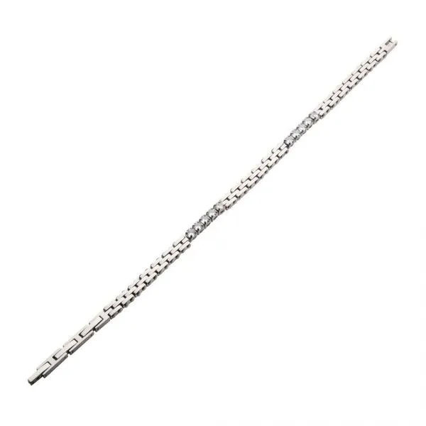 Trim Cut with Clear CZ Tennis Steel Bracelet Image 2 Arezzo Jewelers Elmwood Park, IL