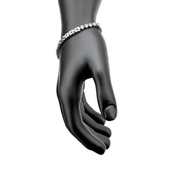 Trim Cut with Clear CZ Tennis Steel Bracelet Image 4 Arezzo Jewelers Elmwood Park, IL